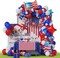 4th of July Balloon Garland Arch Kit,100pcs Navy Blue Red White Balloons Arch With Paper Banner For Independence Day Patriotic Party Supplies, July 4th Balloon Decorations with Shiny Stars Pendants